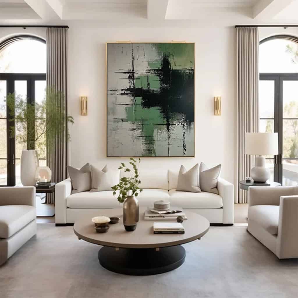 GREEN ABSTRACT ART "CROSSCURRENTS"