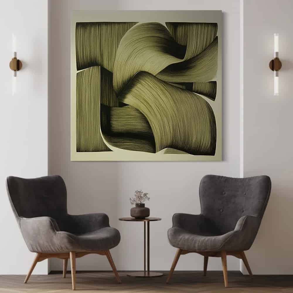 GREEN ABSTRACT ART "FOLDED CURRENTS"