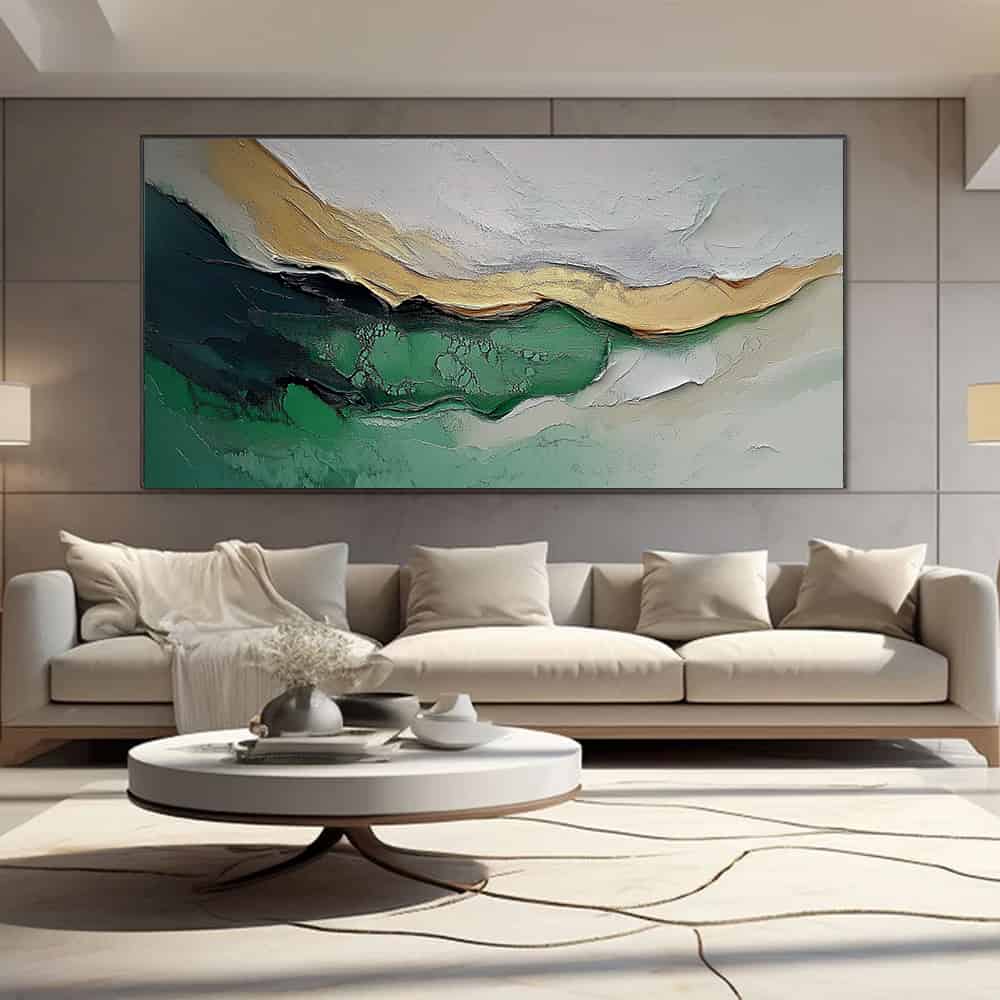 GREEN ABSTRACT ART "GILDED VEIN"