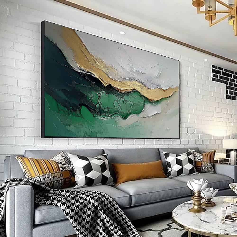 GREEN ABSTRACT ART "GILDED VEIN"
