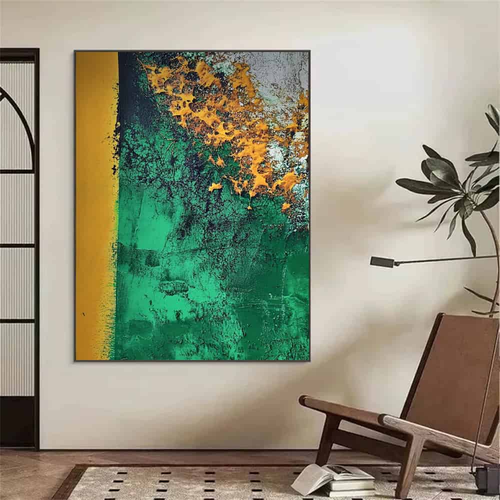 GREEN ABSTRACT ART "GOLDEN CORROSION"