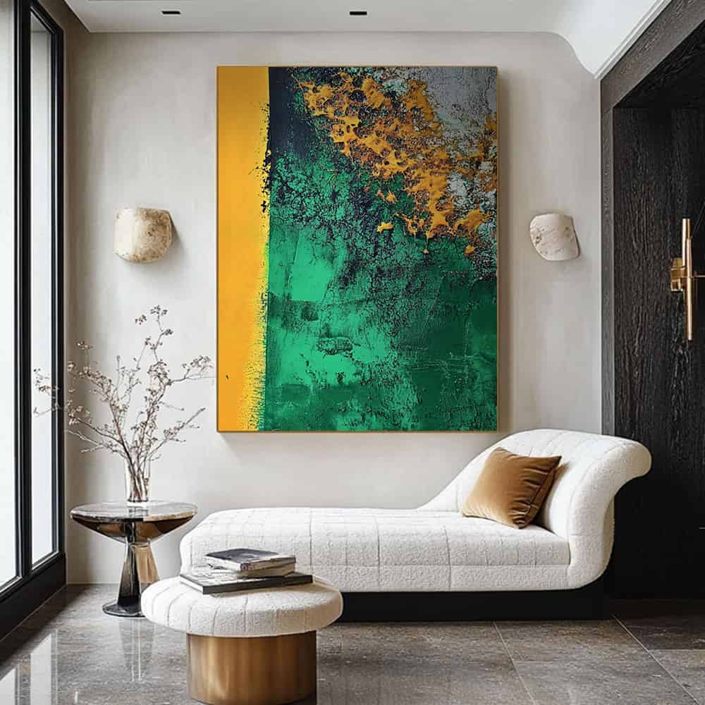 GREEN ABSTRACT ART "GOLDEN CORROSION"