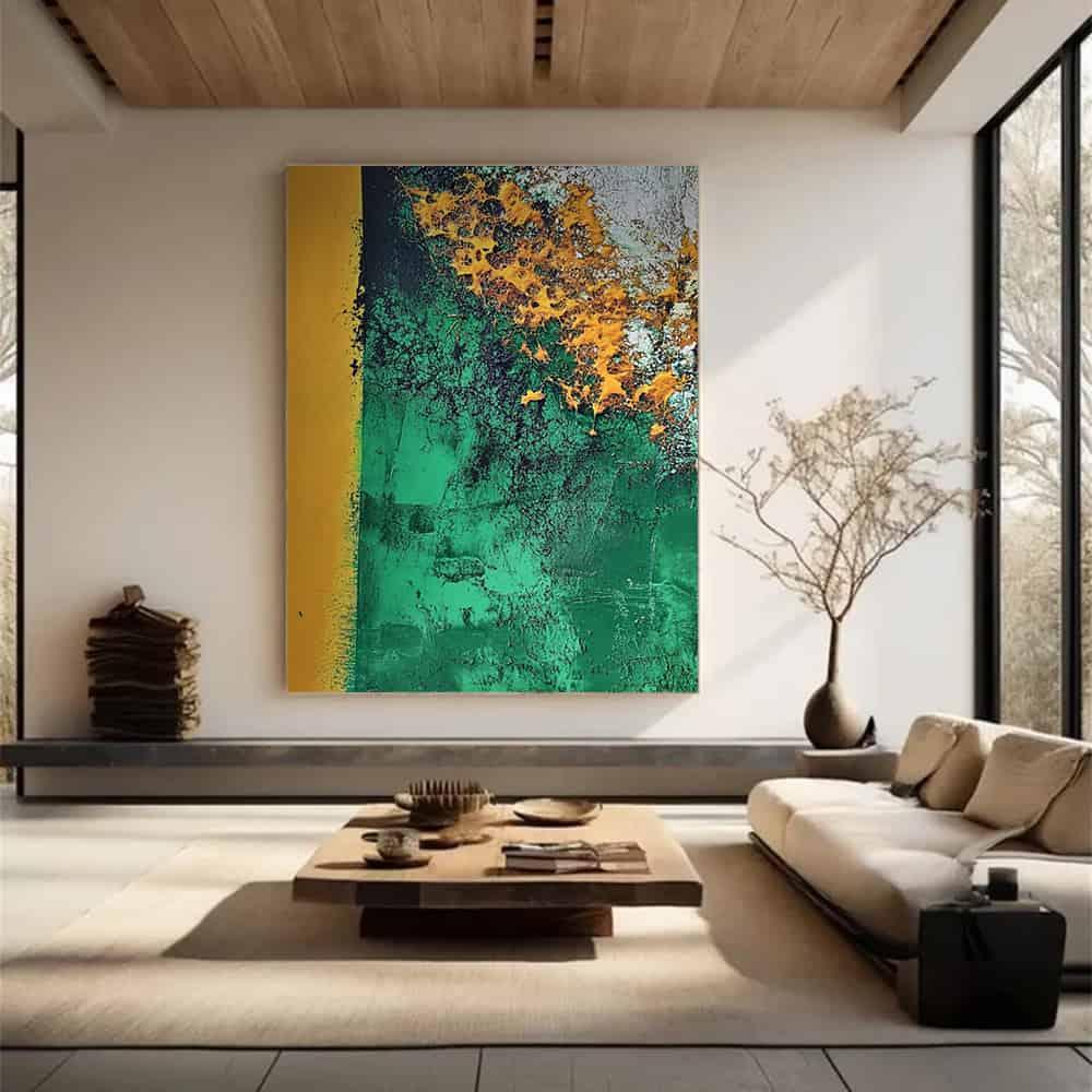 GREEN ABSTRACT ART "GOLDEN CORROSION"