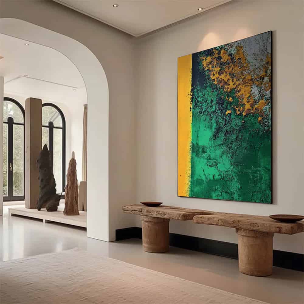 GREEN ABSTRACT ART "GOLDEN CORROSION"