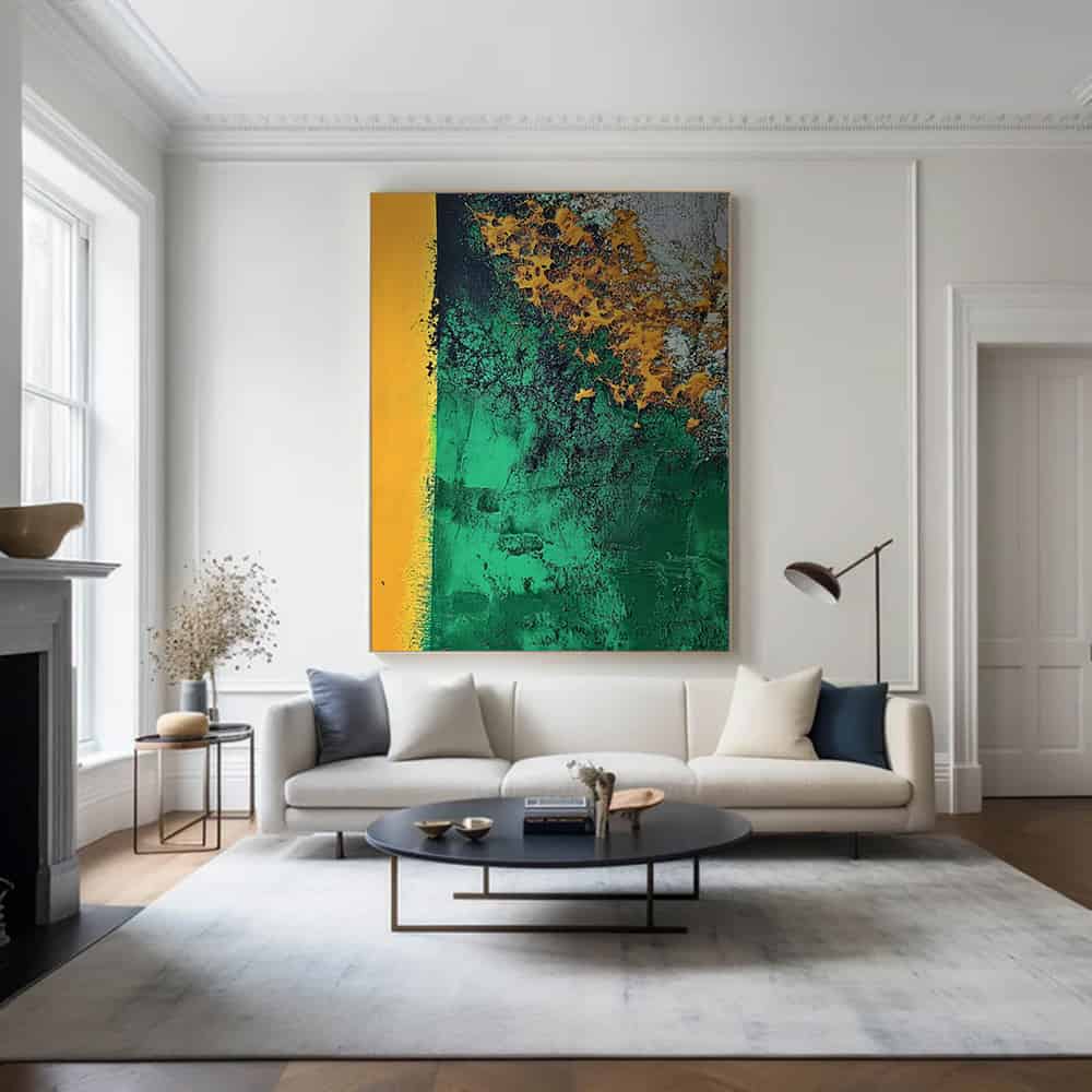 GREEN ABSTRACT ART "GOLDEN CORROSION"