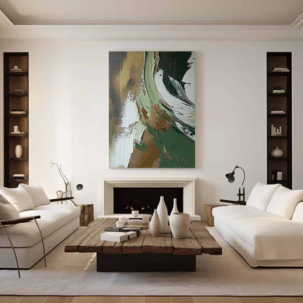 GREEN ABSTRACT ART "JADE CADENCE"
