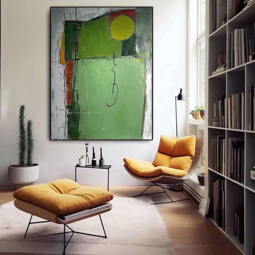 GREEN ABSTRACT ART "ORCHARD SKETCH"