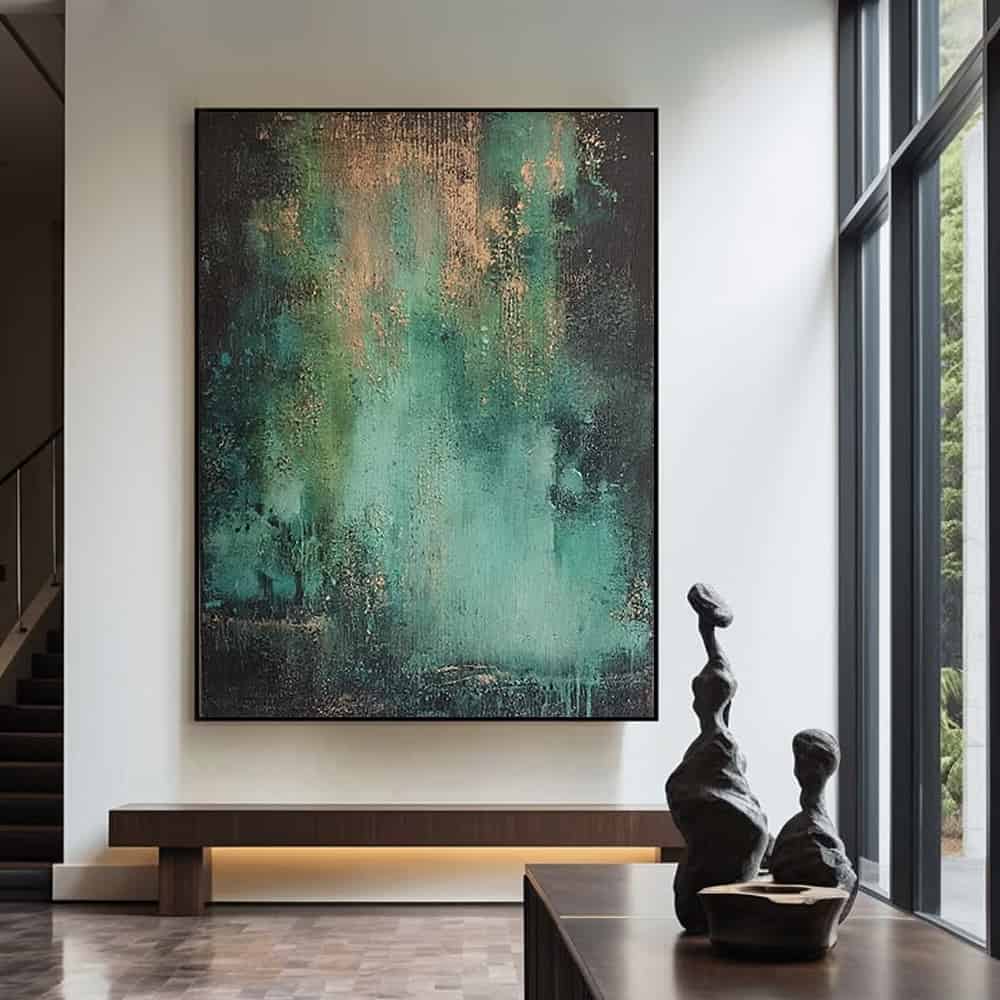 GREEN ABSTRACT ART "PATINA CASCADE"