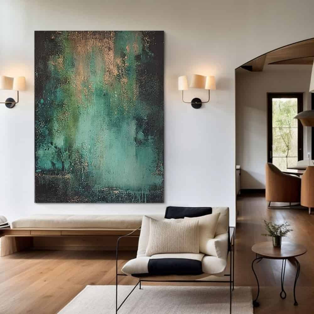 GREEN ABSTRACT ART "PATINA CASCADE"