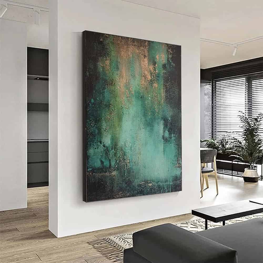 GREEN ABSTRACT ART "PATINA CASCADE"