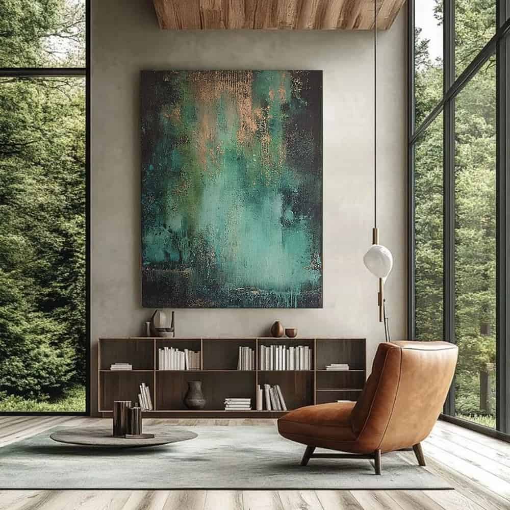 GREEN ABSTRACT ART "PATINA CASCADE"