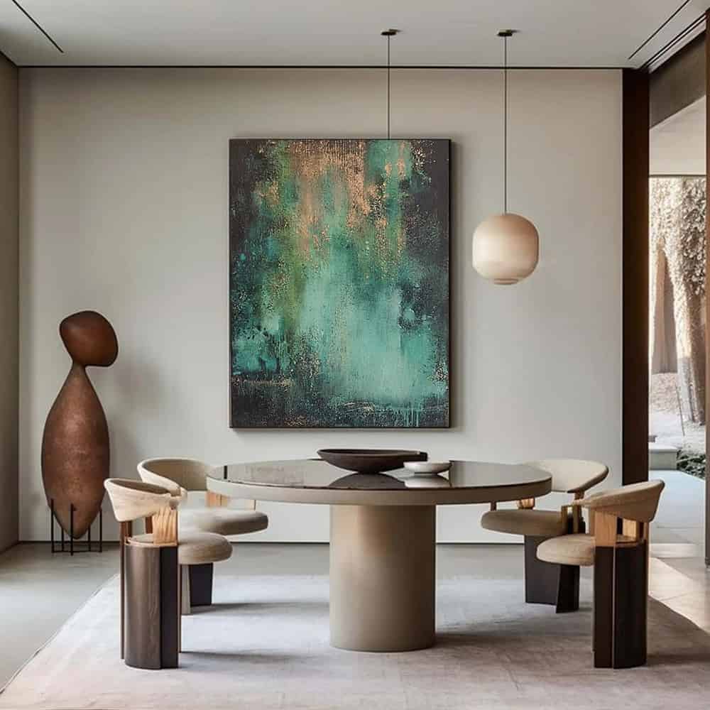 GREEN ABSTRACT ART "PATINA CASCADE"