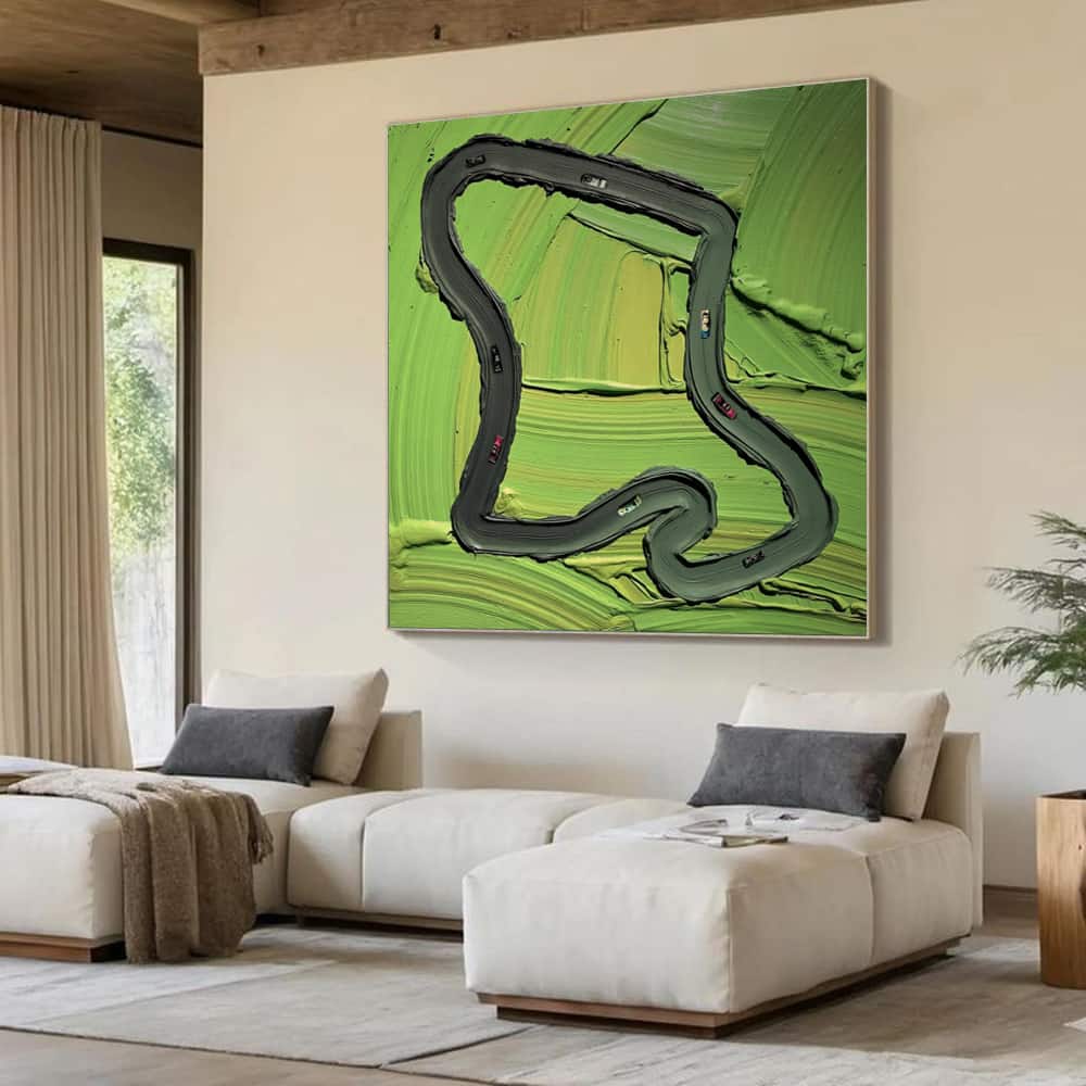 GREEN ABSTRACT ART "THE GREEN GRAND PRIX"