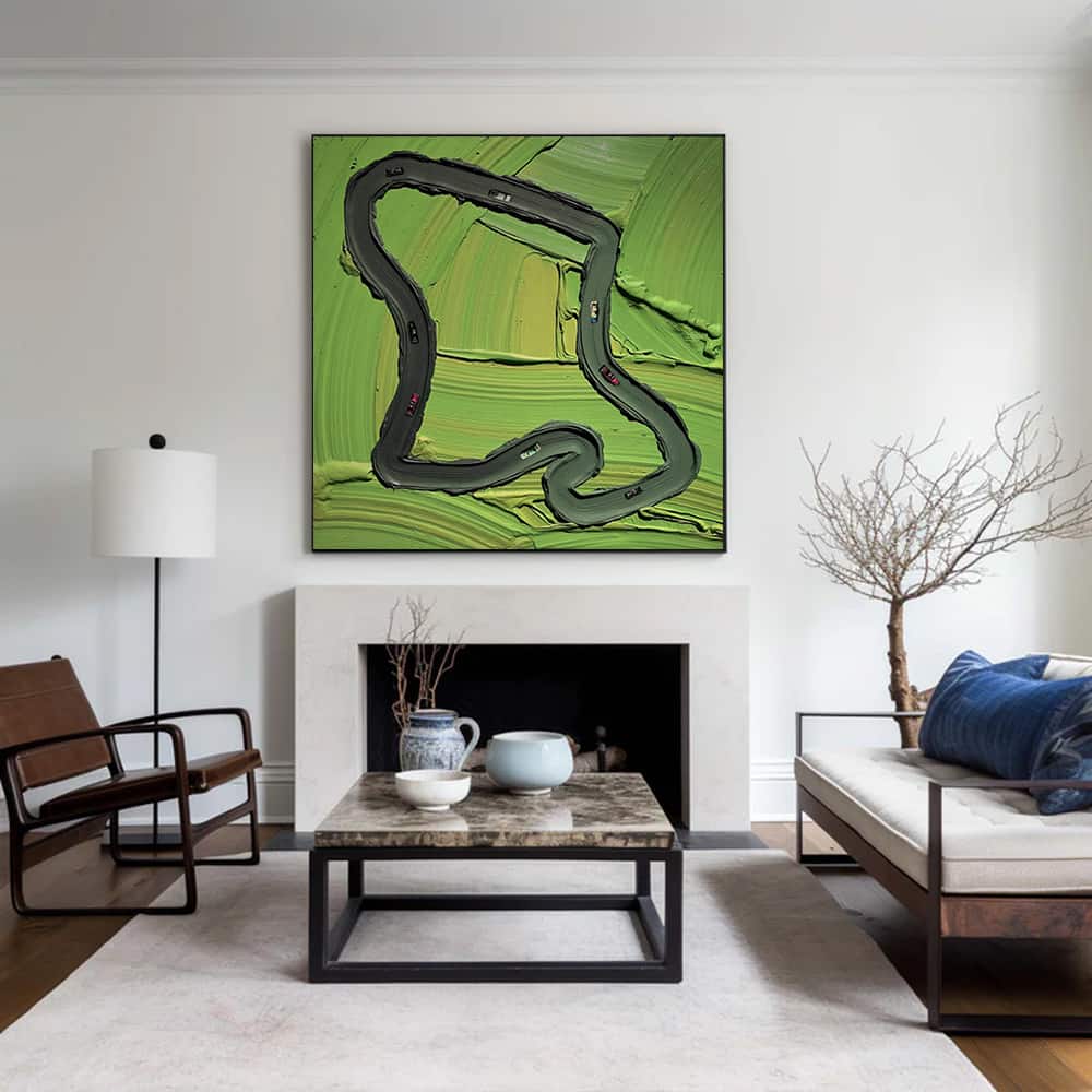 GREEN ABSTRACT ART "THE GREEN GRAND PRIX"
