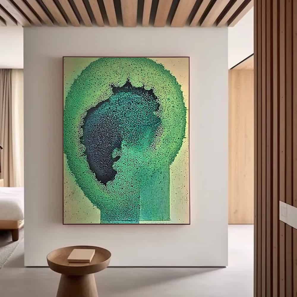 GREEN ABSTRACT ART "VERDANT BLOOM"