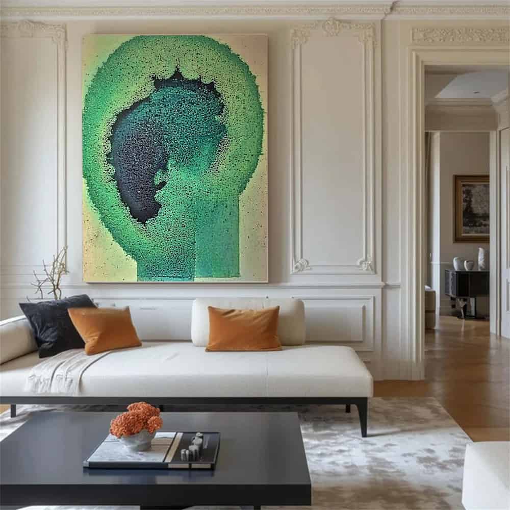 GREEN ABSTRACT ART "VERDANT BLOOM"