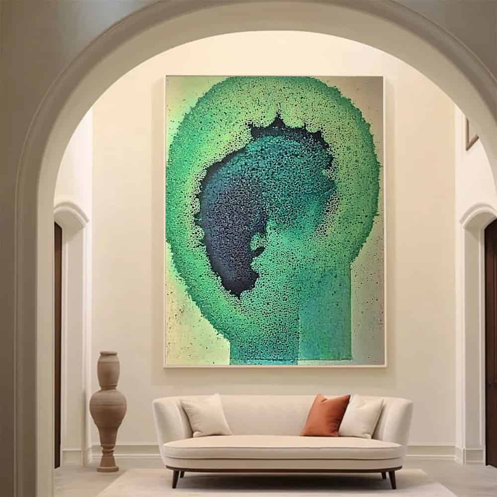 GREEN ABSTRACT ART "VERDANT BLOOM"