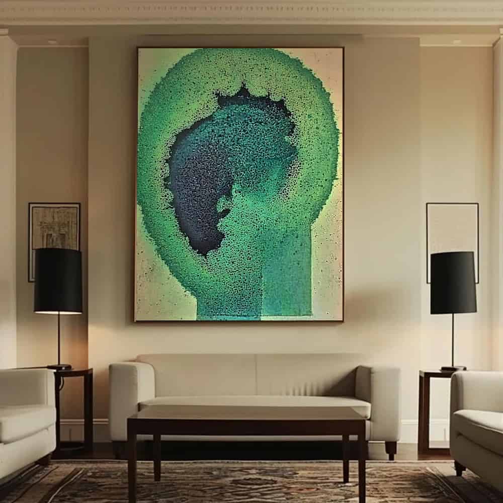 GREEN ABSTRACT ART "VERDANT BLOOM"