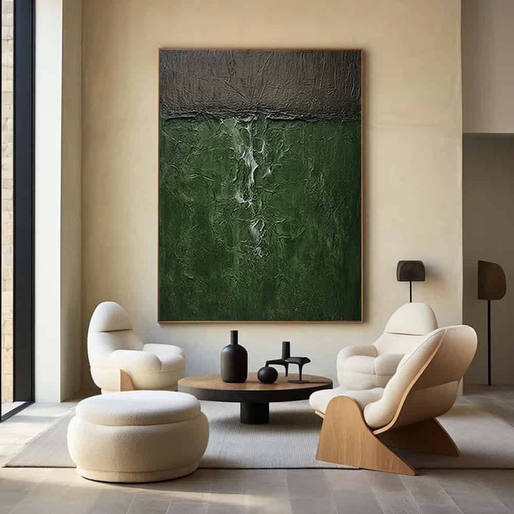 GREEN ABSTRACT ART "VERDANT FISSURE"