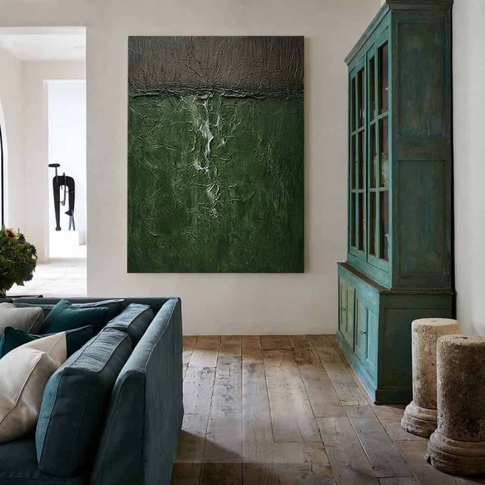 GREEN ABSTRACT ART "VERDANT FISSURE"