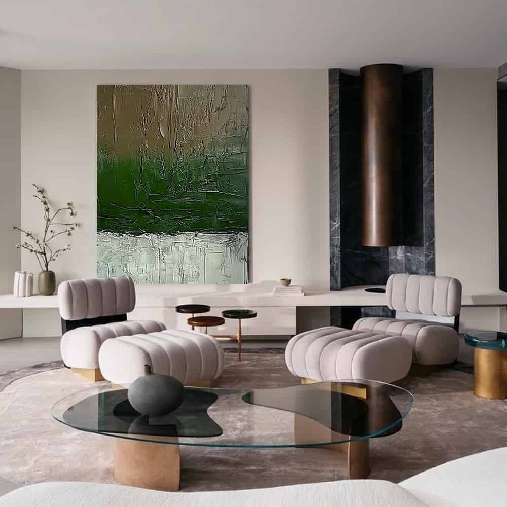 GREEN ABSTRACT ART "VERDANT PRECIPICE"