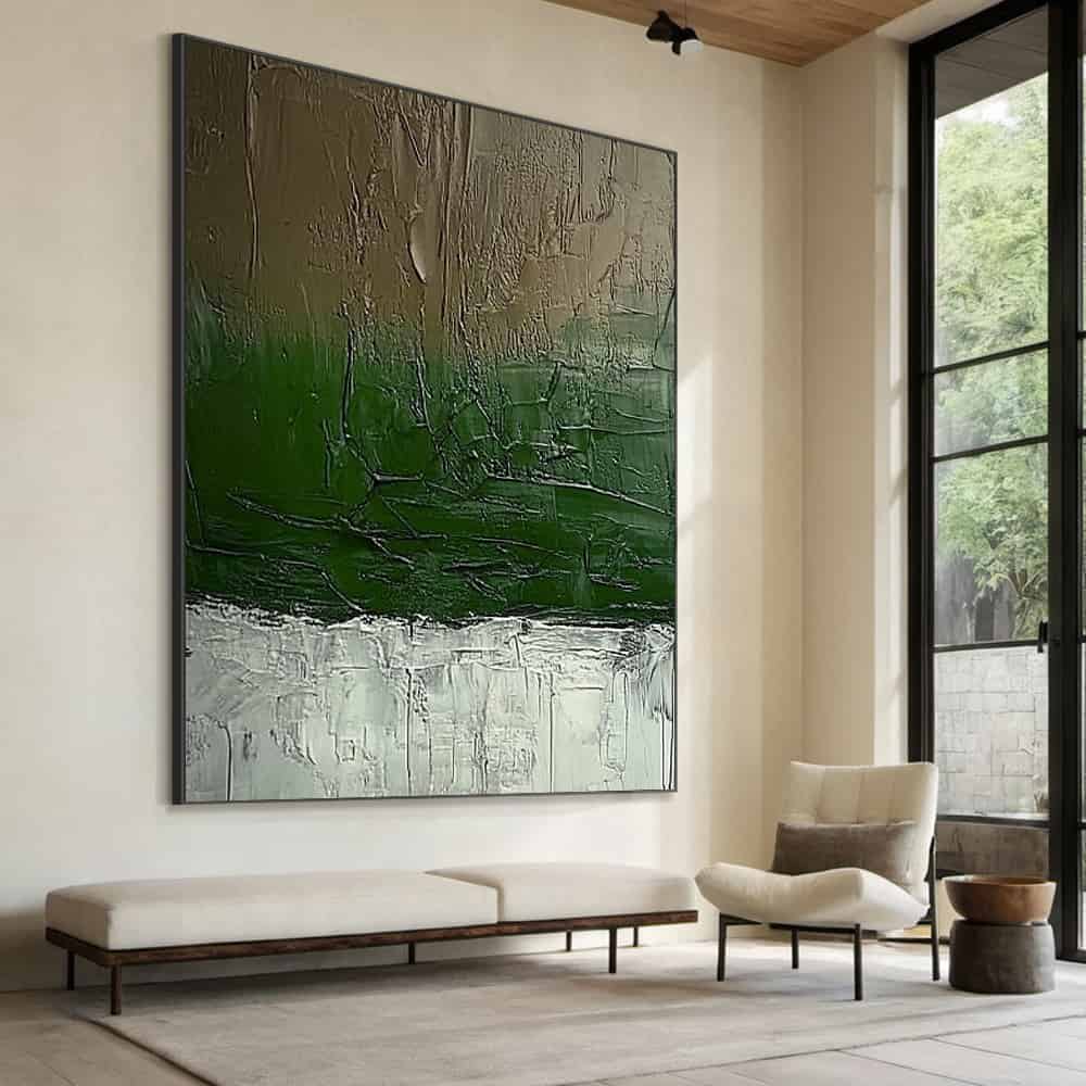 GREEN ABSTRACT ART "VERDANT PRECIPICE"