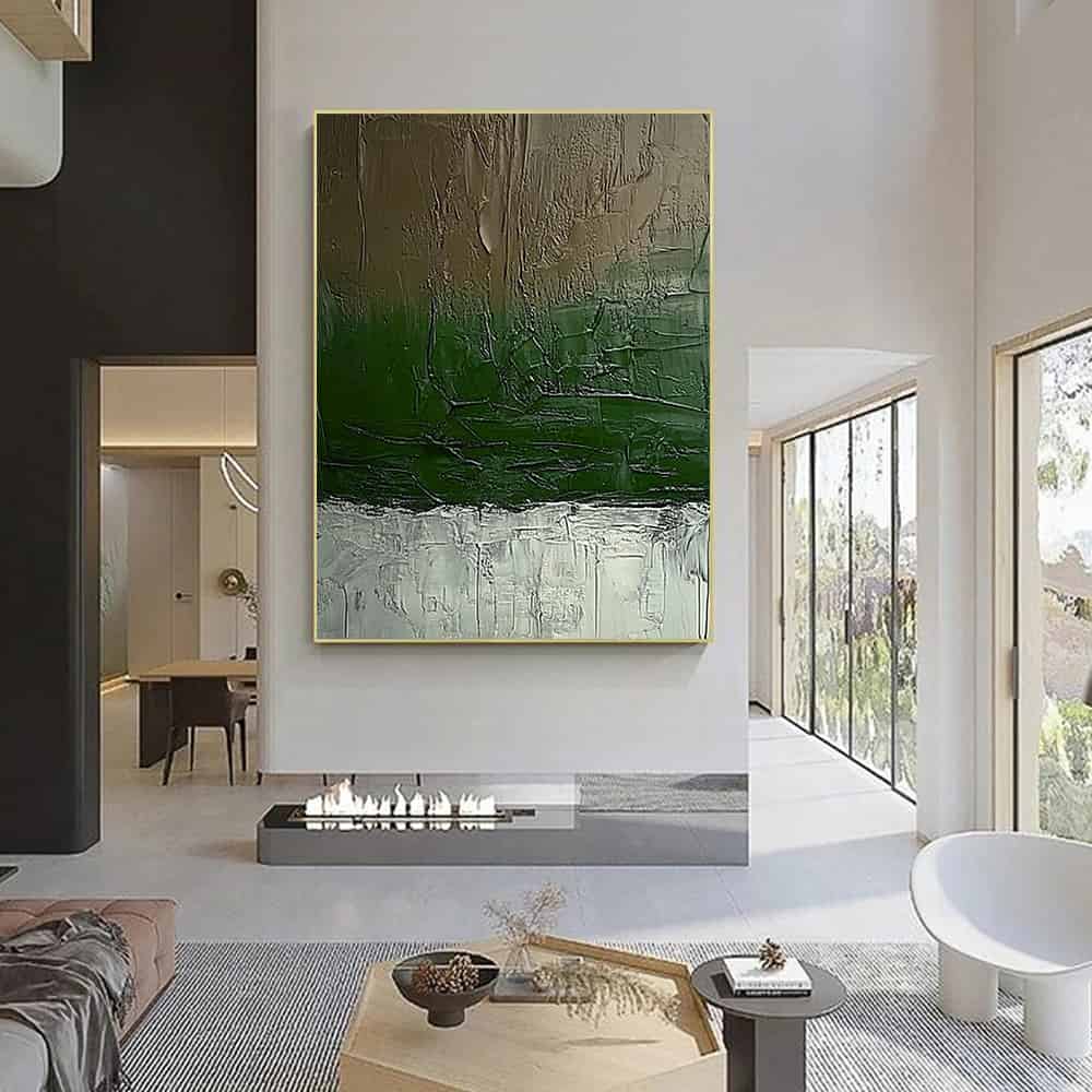 GREEN ABSTRACT ART "VERDANT PRECIPICE"