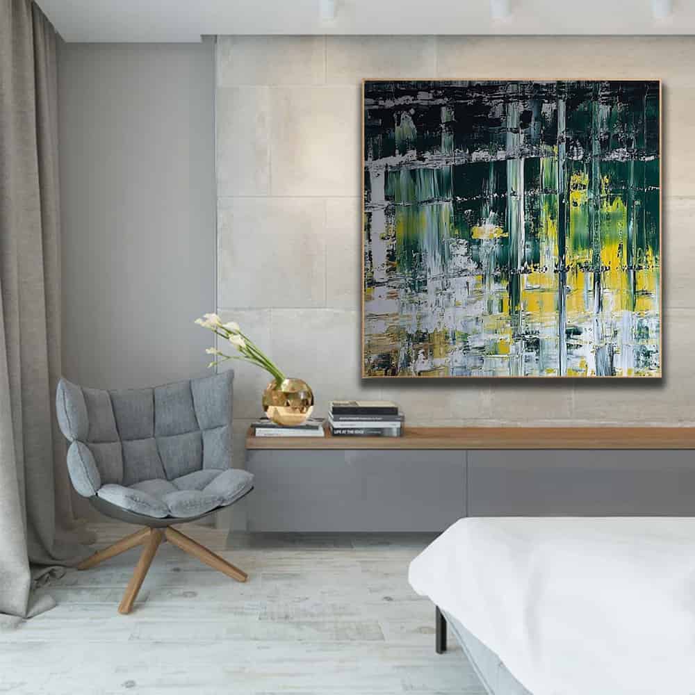 GREEN ABSTRACT ART "VERDANT REFLECTION"
