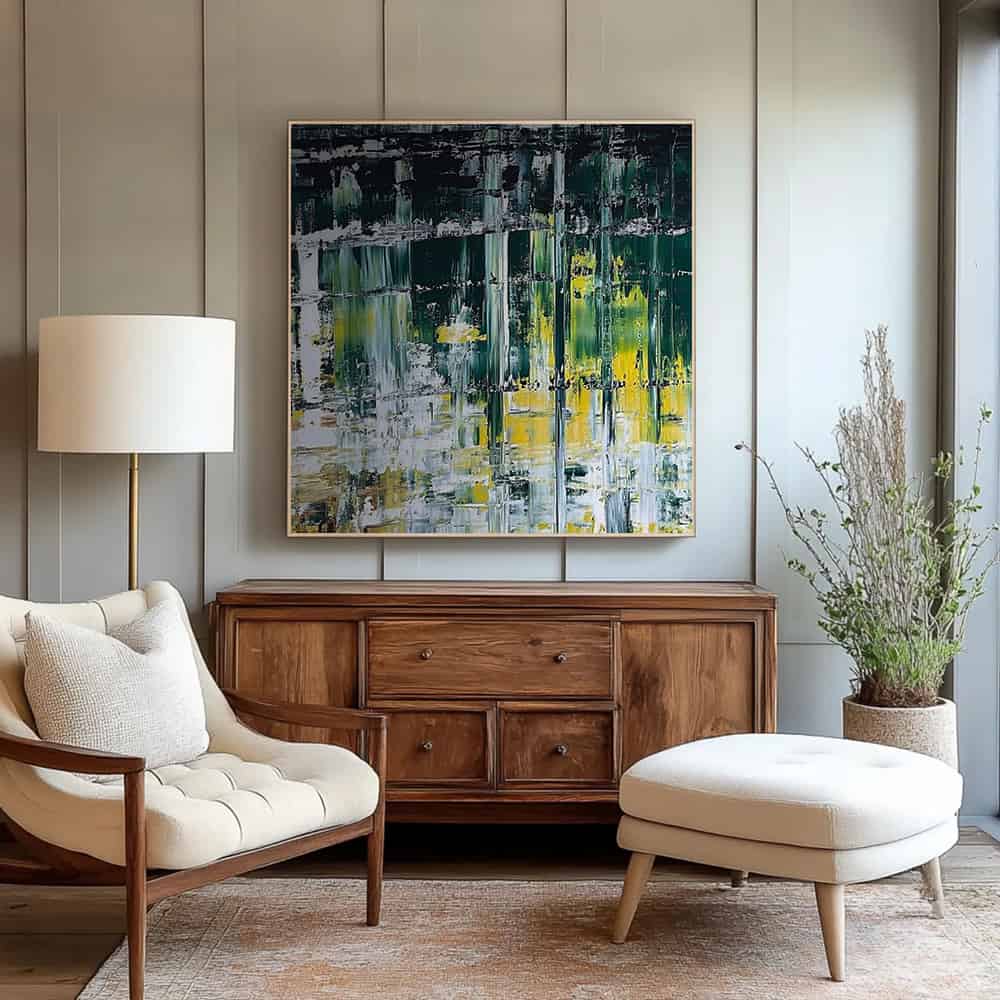 GREEN ABSTRACT ART "VERDANT REFLECTION"