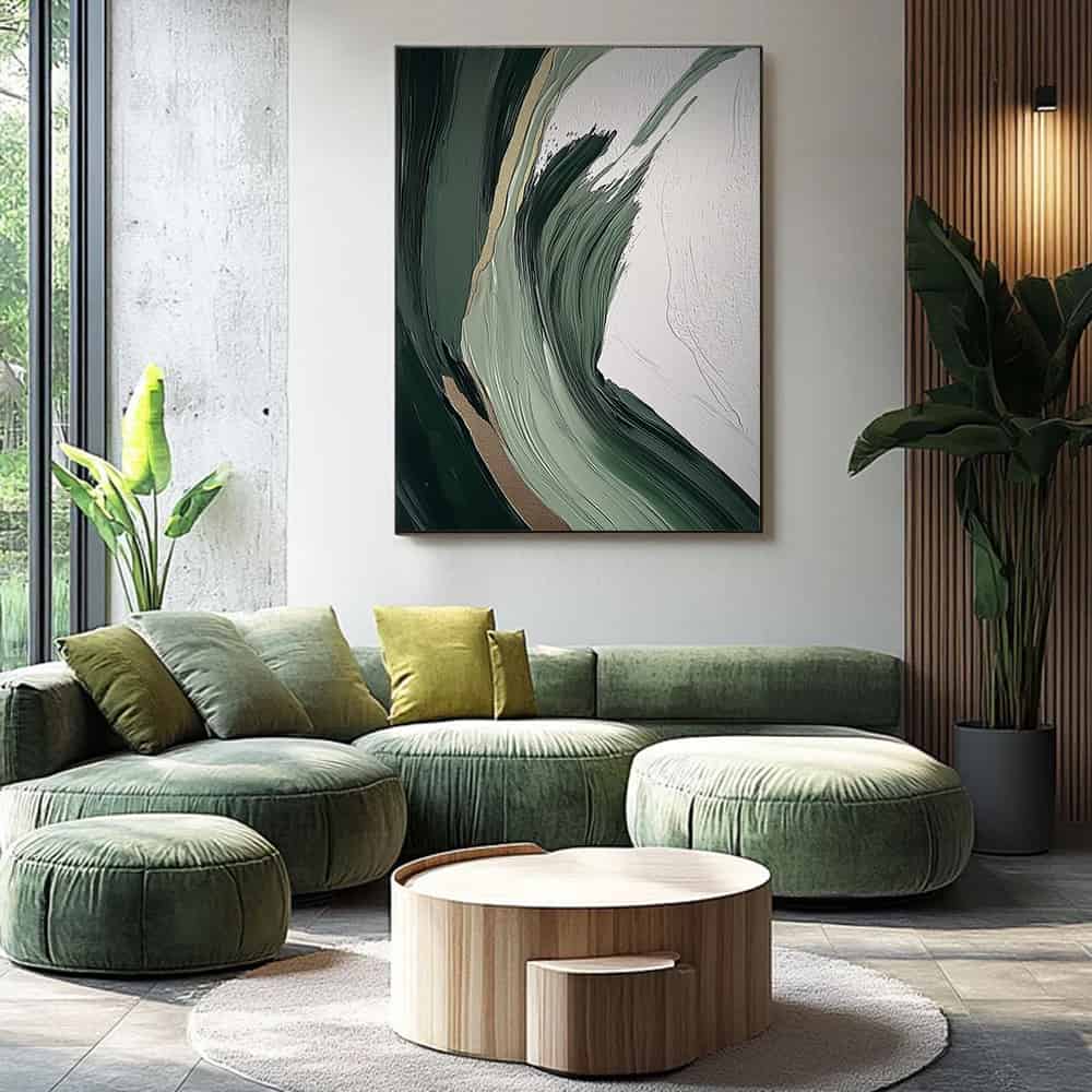 GREEN ABSTRACT ART "VERDANT RUSH"