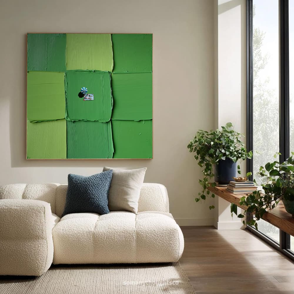 GREEN ABSTRACT ART "VERDANT SANCTUARY"