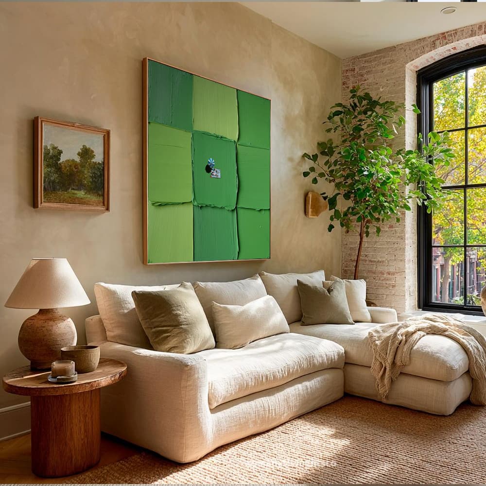 GREEN ABSTRACT ART "VERDANT SANCTUARY"