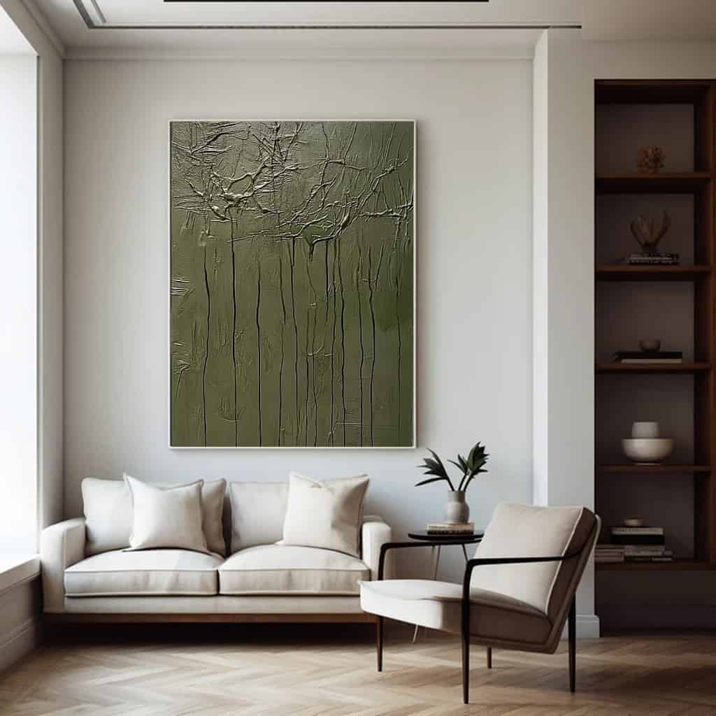 GREEN ABSTRACT ART "WEEPING WOODS"