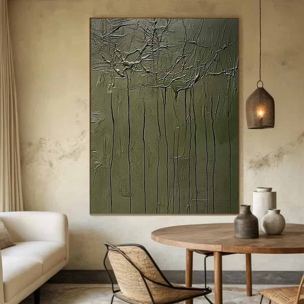 GREEN ABSTRACT ART "WEEPING WOODS"