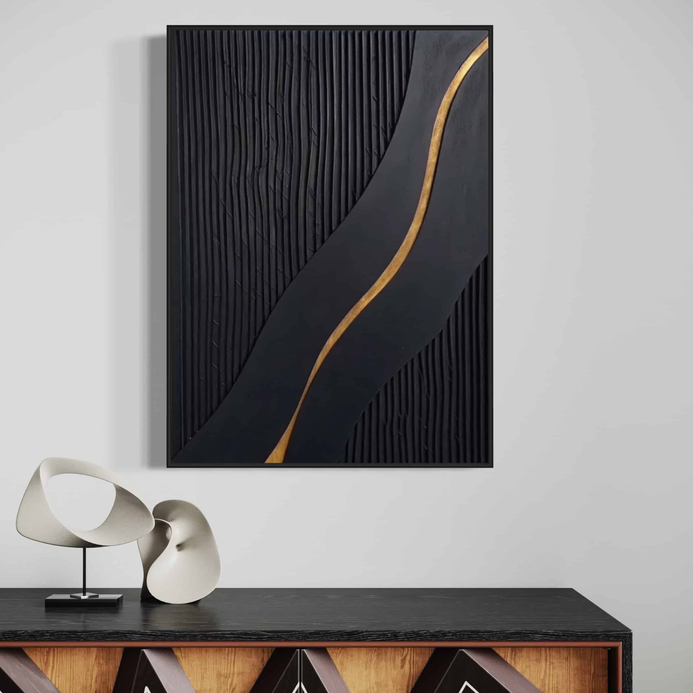 BLACK TEXTURED ART "GOLDEN PATH"