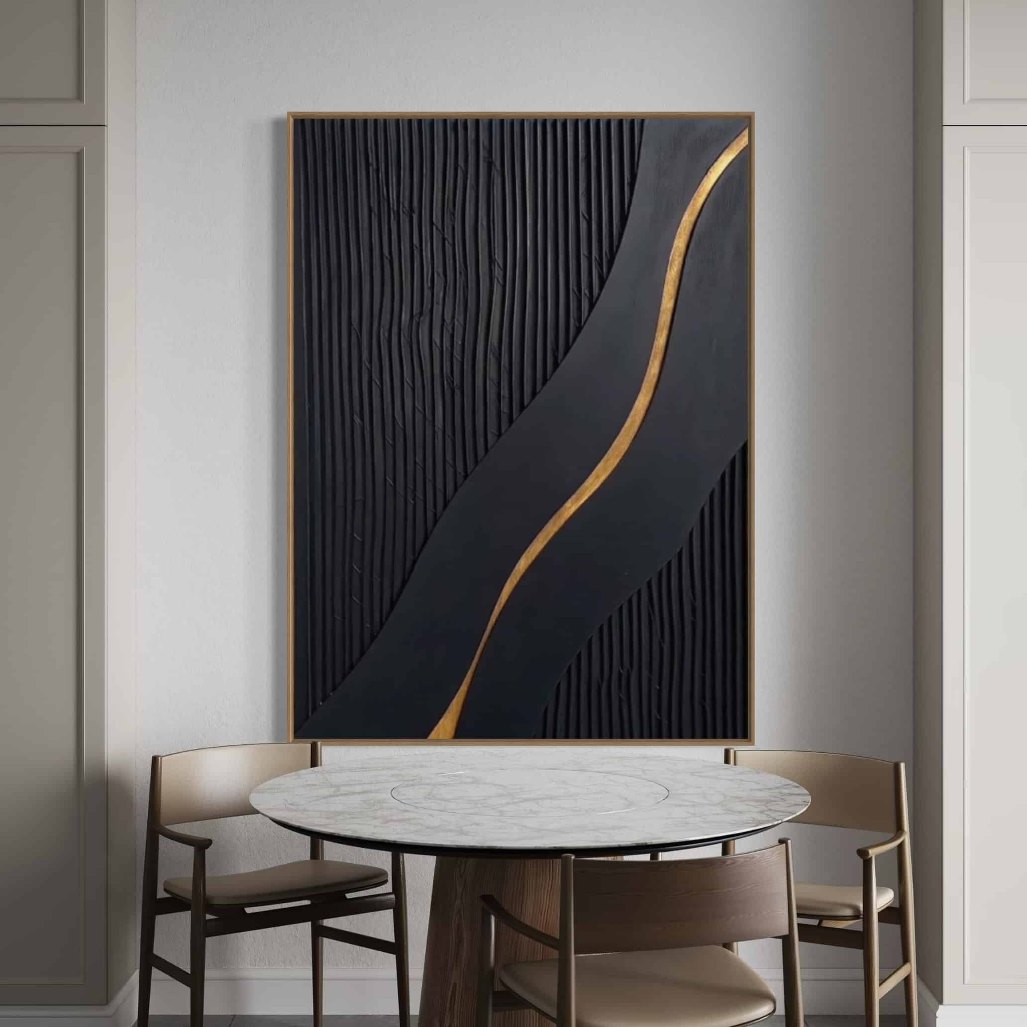 BLACK TEXTURED ART "GOLDEN PATH"