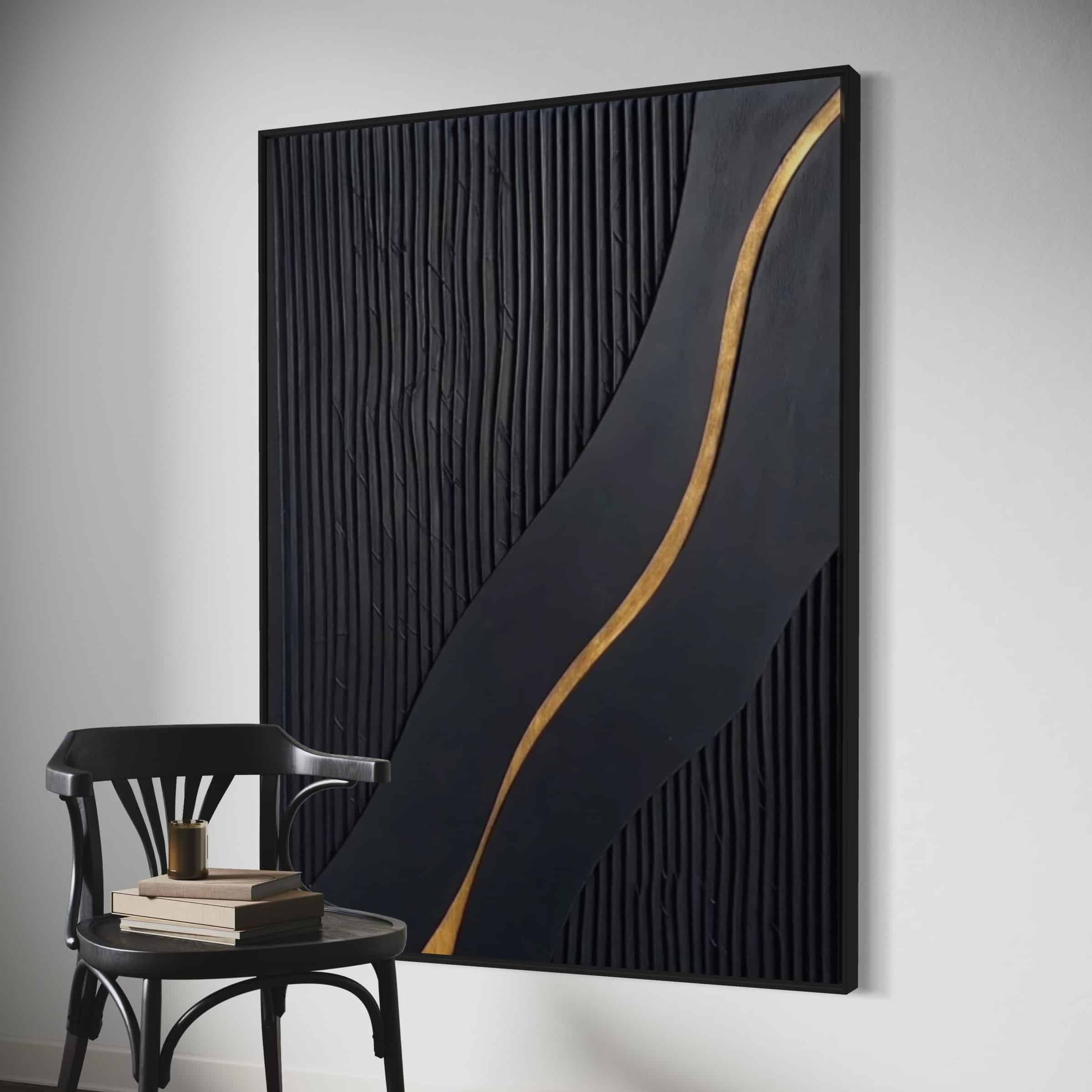 BLACK TEXTURED ART "GOLDEN PATH"