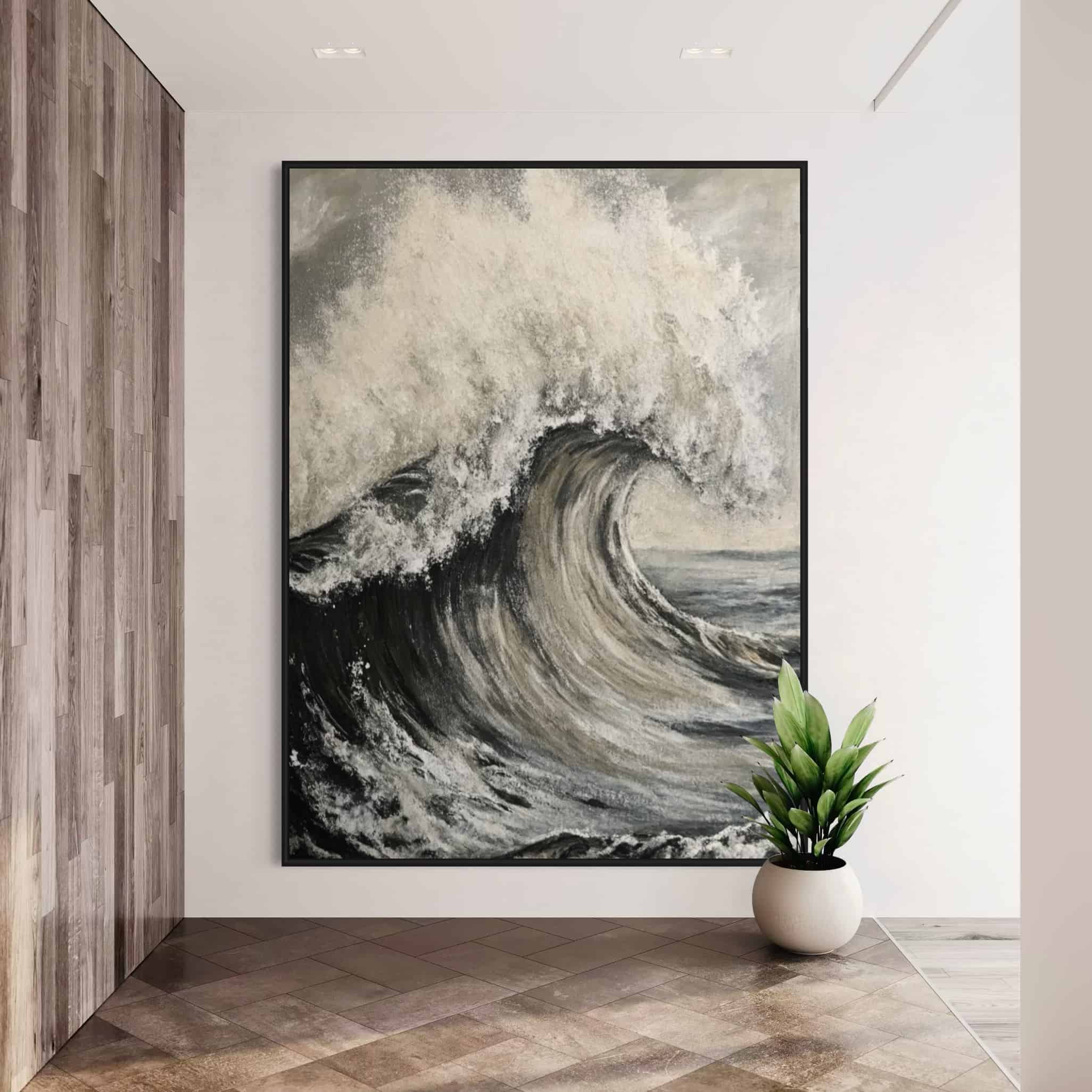 MONOCHROMATIC PAINTING: "GREY WAVES"
