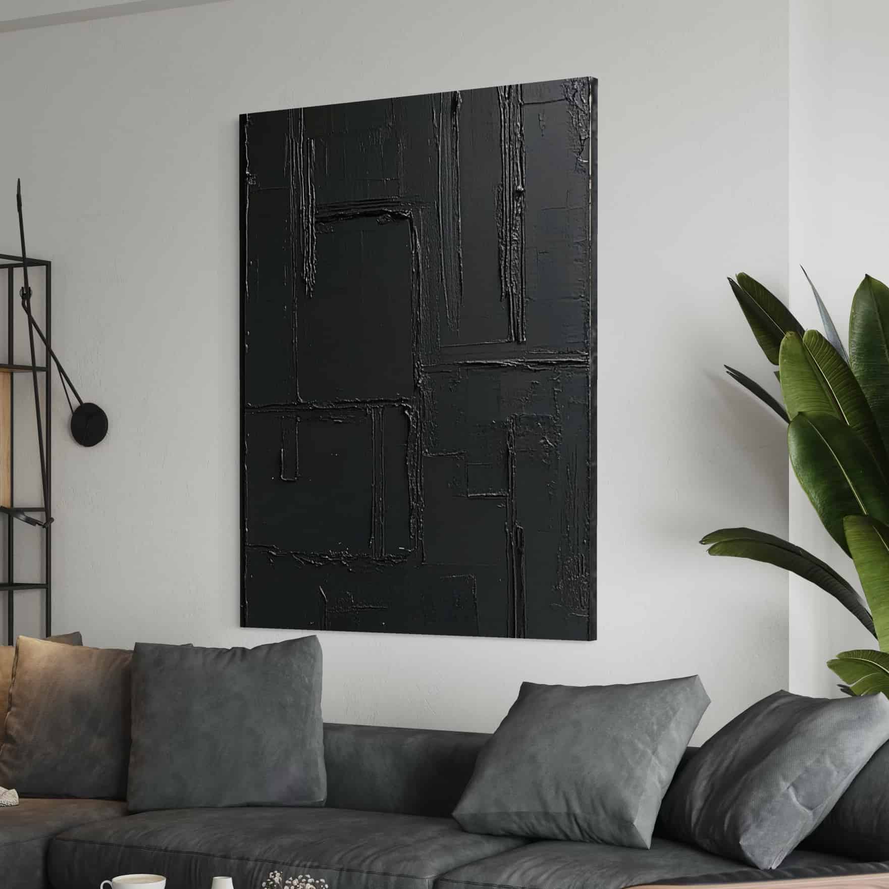BLACK TEXTURED ART "MIDNIGHT MAZE"
