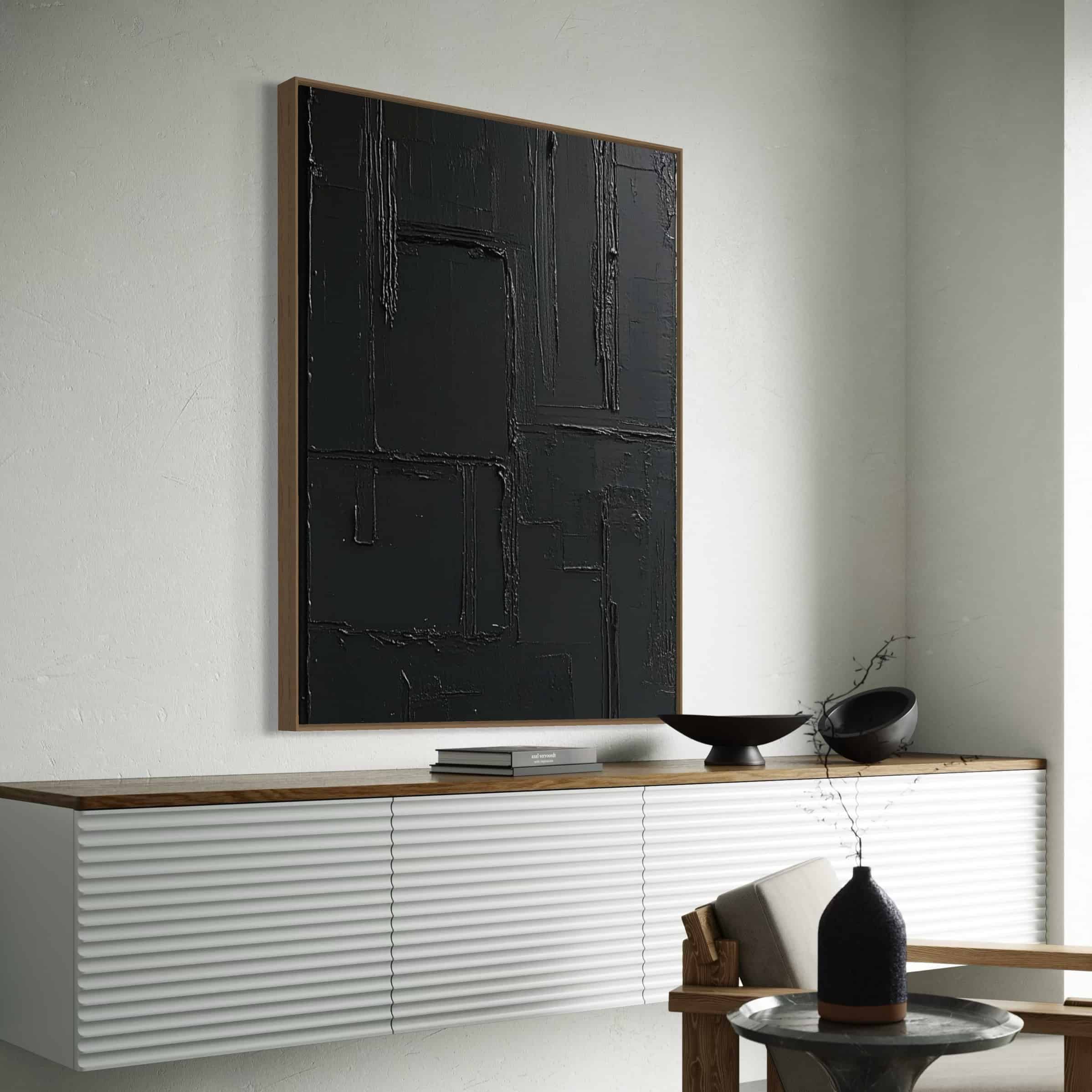 BLACK TEXTURED ART "MIDNIGHT MAZE"