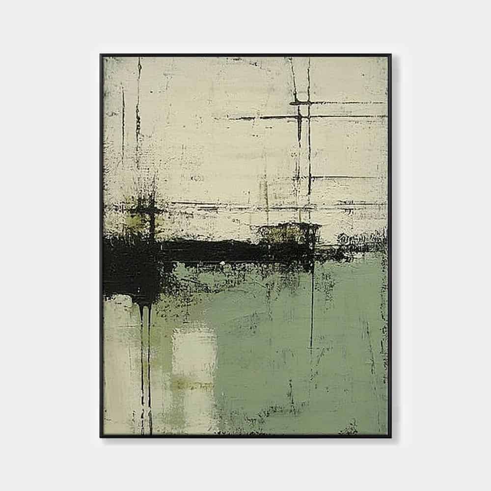 GREEN ABSTRACT ART "DISTANT SHORES"