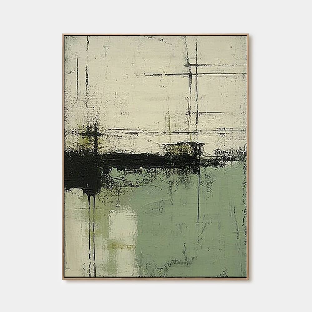 GREEN ABSTRACT ART "DISTANT SHORES"