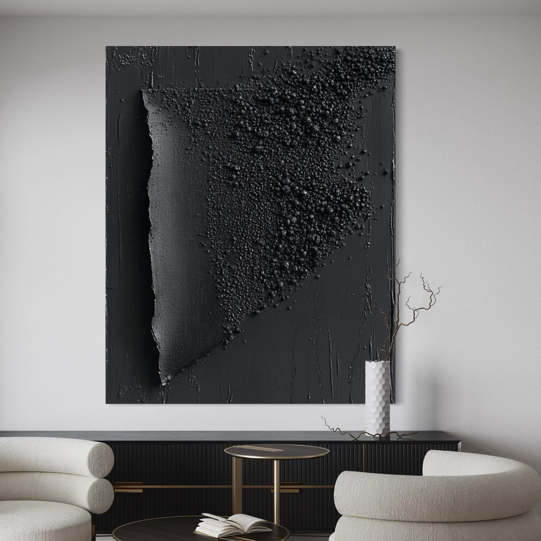 BLACK TEXTURED ART "OBSIDIAN FRAGMENT"