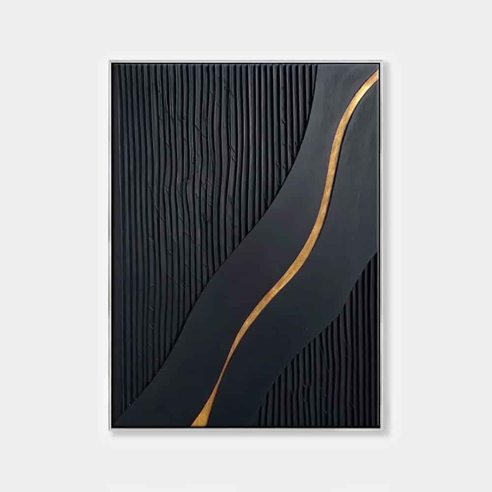 BLACK TEXTURED ART "GOLDEN PATH"