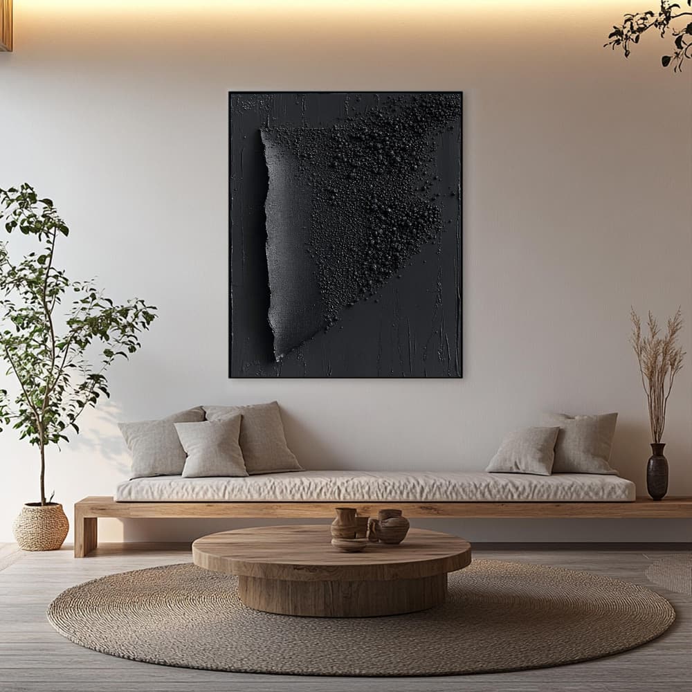 BLACK TEXTURED ART "OBSIDIAN FRAGMENT"