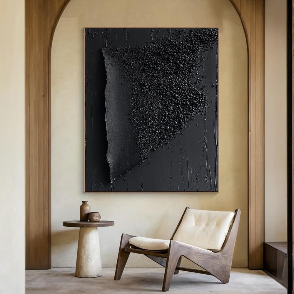 BLACK TEXTURED ART "OBSIDIAN FRAGMENT"