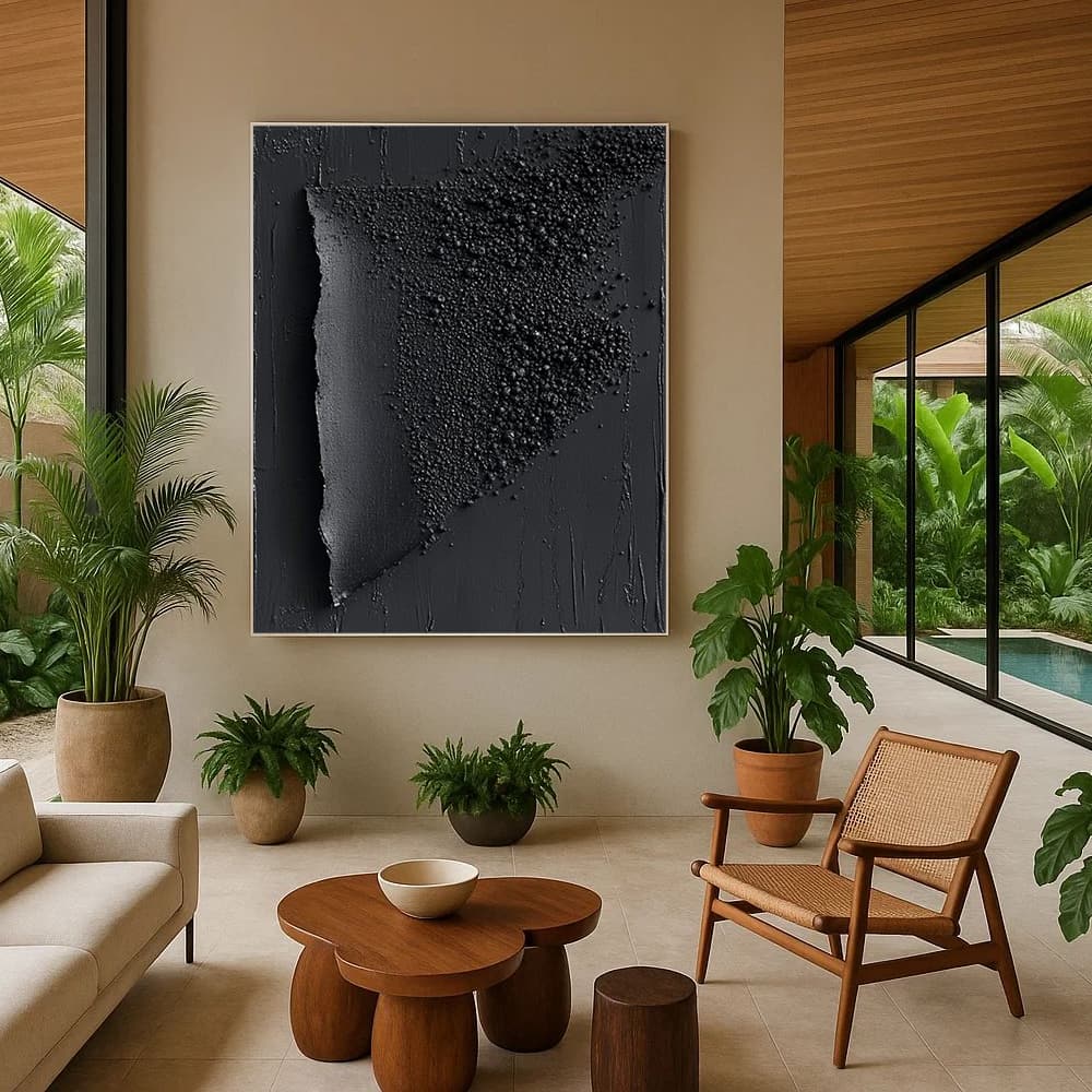BLACK TEXTURED ART "OBSIDIAN FRAGMENT"