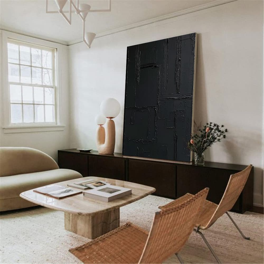 BLACK TEXTURED ART "MIDNIGHT MAZE"