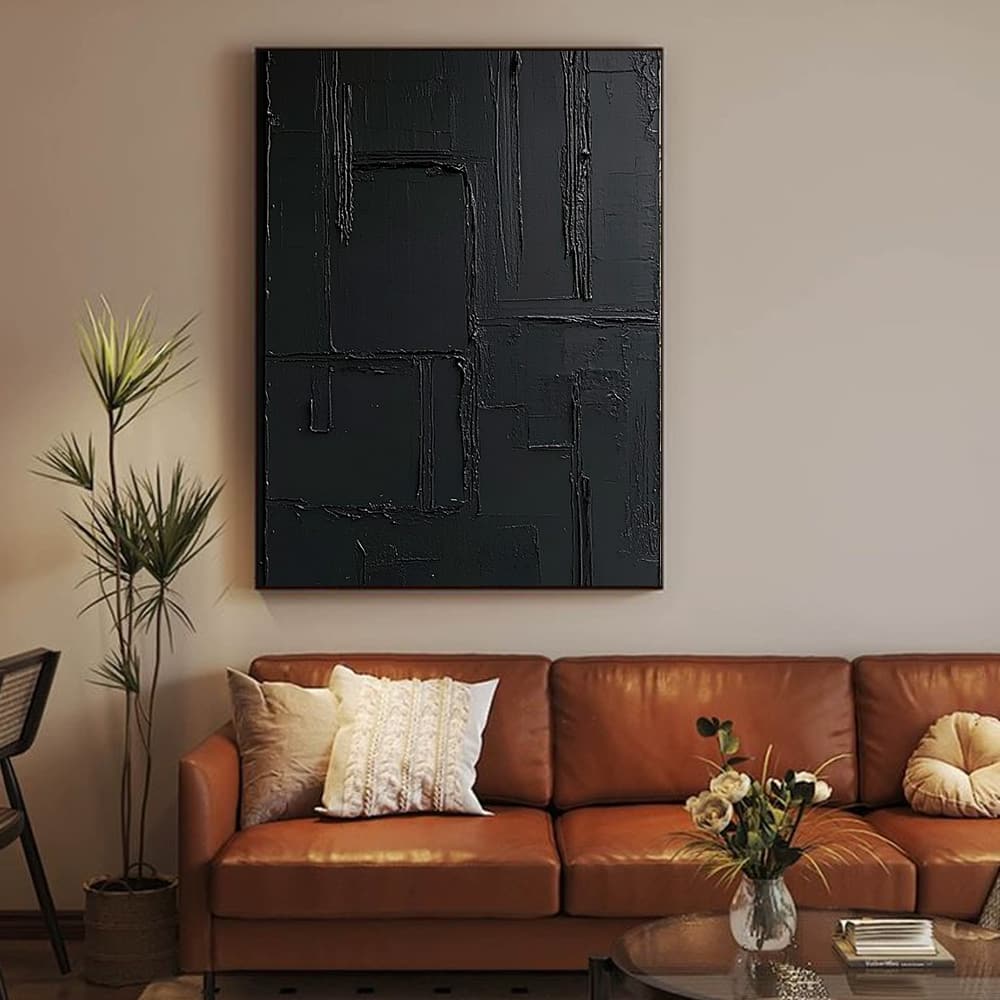 BLACK TEXTURED ART "MIDNIGHT MAZE"