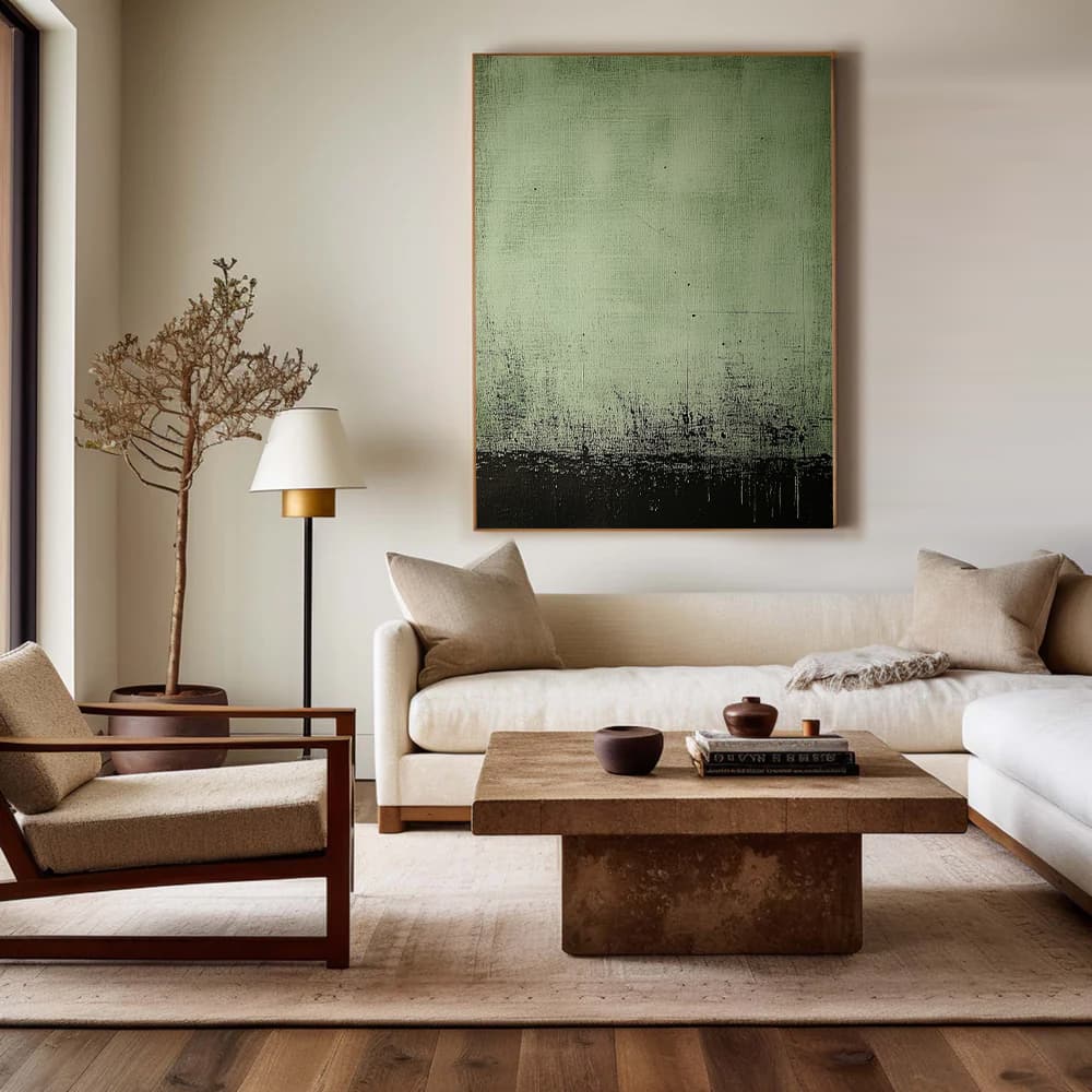 GREEN ABSTRACT ART "VERDANT DEPTHS"